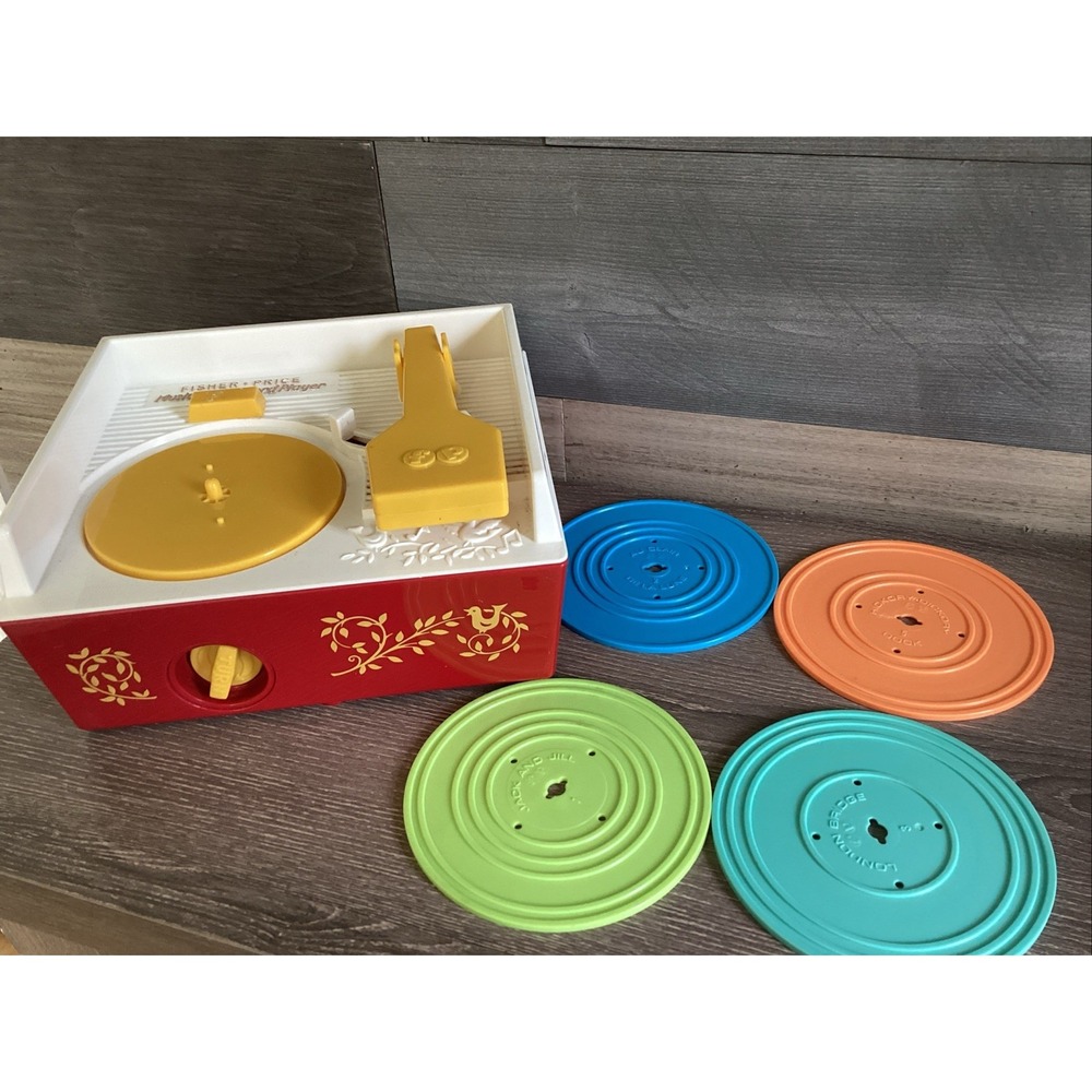 Fisher-Price Classics Retro Music Box Record Player Modern Repro 4 Records